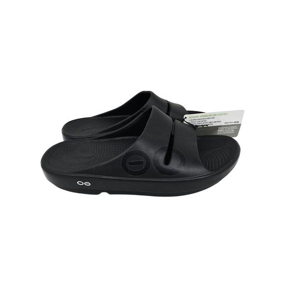 OOFOS Ooahh Slides Recovery Sandals Black M9 W11 New
